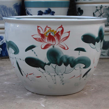 荷花缸 户外水缸装水瓷缸 鱼缸景德镇陶瓷鱼缸养鱼缸碗睡莲花盆荷花缸