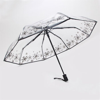 卫亮透明雨伞短柄大号双人女白色网红雨伞全自动结实加大折叠定制伞全