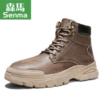 森马马丁靴男款男士百搭工装靴秋季内增高 hc22卡其(平底款) 39