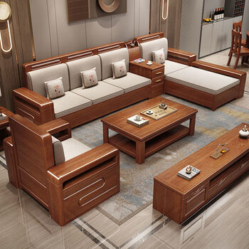 两用中式贵妃转角高箱储物沙发 四人位 贵妃踏 茶几【活动亏本五套】