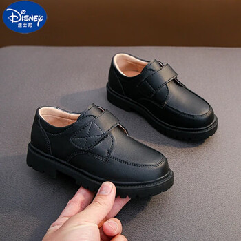 迪士尼商城同款男童皮鞋演出黑色春秋冬款英伦风小皮鞋小男孩儿童表演