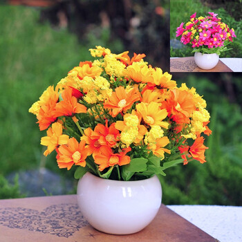 绿秀仿真花套装假花摆件塑料花含陶瓷花瓶花束仿真植物盆景绢花客厅阳台餐桌装饰花盆栽桔红雏菊1盆 玫红雏菊1盆 配圆形陶瓷花盆 含盆 图片价格品牌报价 京东