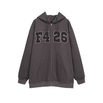 f426国潮牌春季情侣嘻哈拉链四色大logo开衫宽松休闲外