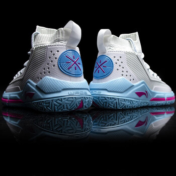 李宁篮球鞋男裂变5鞋新品韦德之道减震支撑中帮运动鞋 标准白/浅蓝/玫