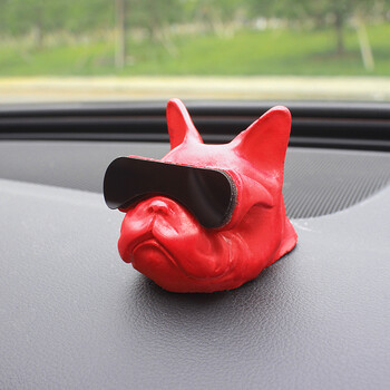 车载香氛汽车香水扩香石狗头法斗斗牛犬车内装饰香薰摆件创意 大红色&