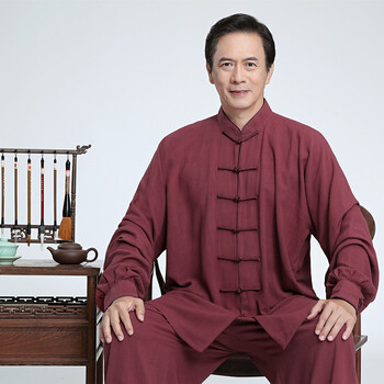 亚麻太极服男春秋高端太极服装男士套装秋季太极拳练功服冬拳友会