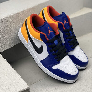 店】蓝黄湖人休闲运动低帮板鞋男女复古篮球鞋553558-123  耐·克aj