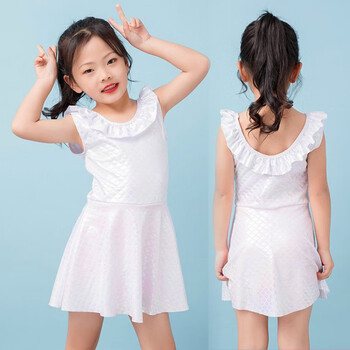 南糖三色优选苹果女童泳衣中大童儿童连体可爱公主裙式小女孩游泳衣夏