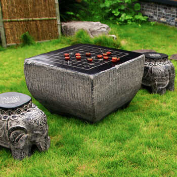 象棋桌室外 石桌石凳庭院花园室外户外桌休闲仿石头茶桌茶几象棋桌