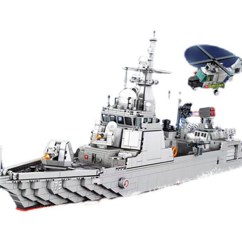 不舍天真sembo小颗粒拼装潮流积木玩具模型辽宁舰航空母舰052d导弹
