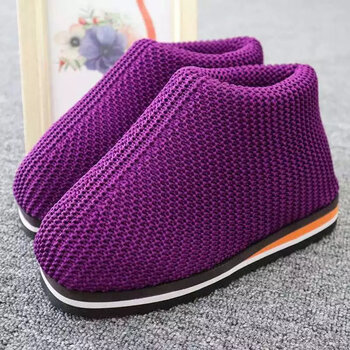 【 ybzhnzr】手工棉鞋毛线鞋子男女冬家居家防滑保暖加厚棉拖鞋包跟