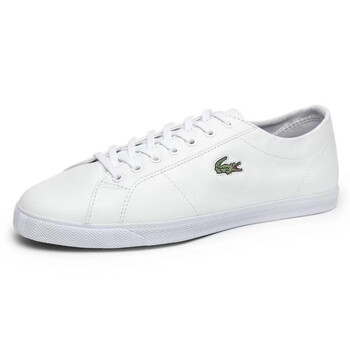 lacoste拉科斯特法国板鞋鳄鱼头层牛·皮青年圆头平跟男女皮小白鞋 21