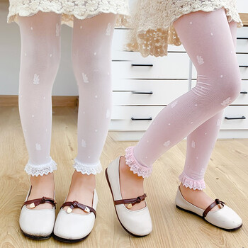 萌萌岛【四条装】女童连裤袜夏装2022新款儿童防蚊打底袜小女孩花边