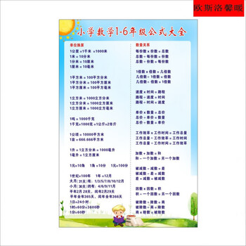 小学生一到六年级初中数学公式大全墙贴画常用单位换算表知识挂图公式 Te 2 大 图片价格品牌报价 京东