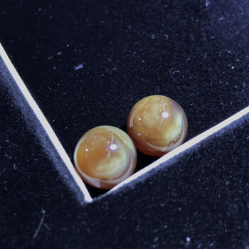 古珍缅甸琥珀蜜蜡精品白蜡单珠12mm血蜜溶洞橘红蜜大眼睛圆珠耳环送