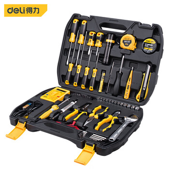 得力(deli) 50件套多功能五金工具箱手动工具组套 电工木工电讯汽车维修套装 DL1050