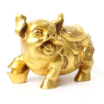 玄众阁铜猪补角金属福气猪摆件属猪吉祥物金猪客厅生肖猪工艺品