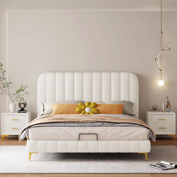 皇家故事(louisstory)意式轻奢奶油风皮艺床现代简约主卧双人1.