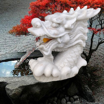 石雕喷水龙头晚霞红庭院户内外水池造景别墅鱼池喷泉出口流水景观