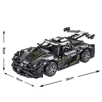 汽車模型柯尼塞格跑車中國積木遙控車模賽車男孩拼裝玩具 黑色柯尼塞