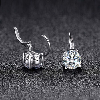 uhfr施华洛世奇美国进口钻石耳钉2克拉耳勾女款耳坠网红奢华单钻de极