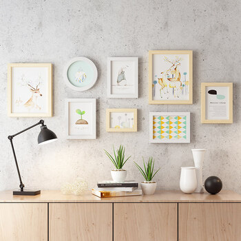 装饰挂画照片墙沙发背景墙装饰相框挂墙组合创意个性小清新照片墙 白