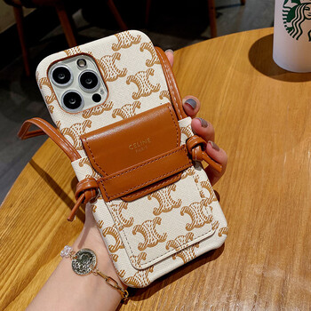 苹果12手机壳iphone12pro斜跨卡包11可背带挂绳xsmax感celine适用苹果