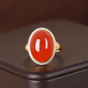 rhoxm保山南红戒指宝石级保山冰飘女轻奢冰红宝石食指戒 18-24(拍下