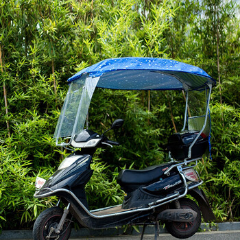 中秋节送礼电动车雨棚电动摩托车遮雨蓬棚踏板车遮阳棚sc 蓝色 透明