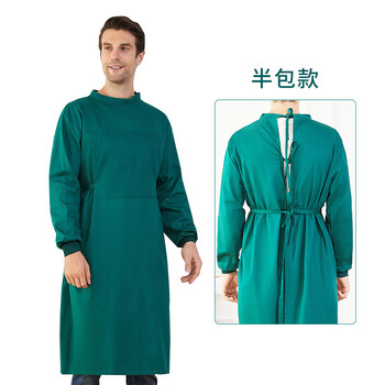 军佑 手术室反穿式全包式墨绿棉手术衣服男女洗手衣隔离衣实验服手术