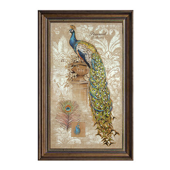 黄金树林现代美式玄关装饰画欧式竖幅风景油画抽象简约走道壁挂画 r