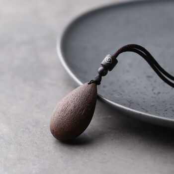 欧凯伦印度小叶紫檀沉香水滴木吊坠男女项链项坠挂件文艺风长款古风