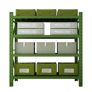 固豪仓储 定制军绿色中型货架200kg/层 l外240*60*150cm四层主架