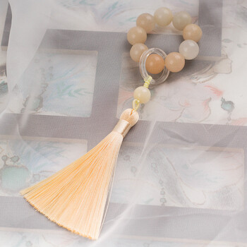 古风汉服流苏手链绕指柔文玩手串水晶手持冷门小手捻迷你手饰浅玫红