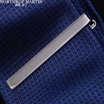 诺斯马丁2022领带夹子男士西装领带扣百搭简约光面银色