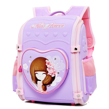 咔米嗒 小学生书包儿童双肩减压书包花花姑娘1-3年级书包 紫色_ 5折