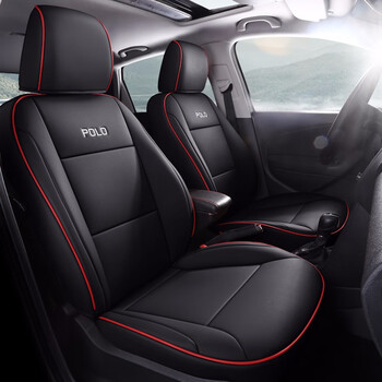 大众poloplus专用汽车座套四季全包围坐垫专车定制座椅套黑红色标准版