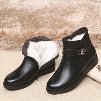 妈妈鞋单鞋女平底鞋真牛皮软底防滑中老年女士皮鞋民族风女鞋皮鞋女