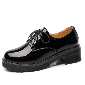 初中女生黑皮鞋高中学生纯黑色漆皮亮面小皮鞋女校园活动演出搭配礼服