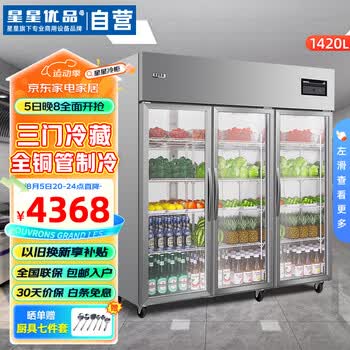 三门铜管玻璃冷藏商用冰柜厨房冰箱麻辣烫展示柜冷藏保鲜冰柜三门点菜
