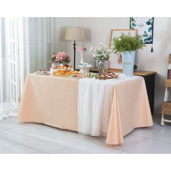 禾佳成定制甜品台桌布防水防油白色台布ins茶歇摆台方桌布蓝色生日