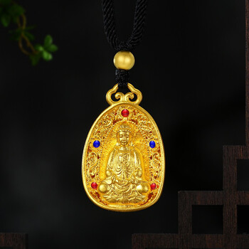 老凤凰黄金观音吊坠男士足金999本命佛挂坠素金送朋友老公生日礼物
