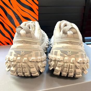 耐克顿轮胎鞋男新款厚底炸街老爹鞋情侣同款黑武士增高坦克鞋 棕色 36