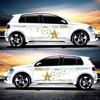 博紫适用于子浩汽车小轿车越野车身彩条贴纸运动型星星通用车门跑车