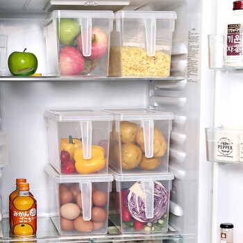 初居冰箱收纳盒塑料保鲜盒小号储物盒加长冷冻厨房食品抽屉式盒子 6个装
