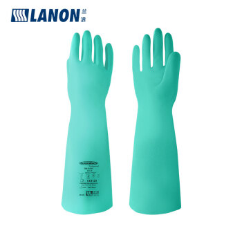 LANON兰浪SR145加长进口加厚丁腈防化手套45cm防静电耐酸碱防油 L