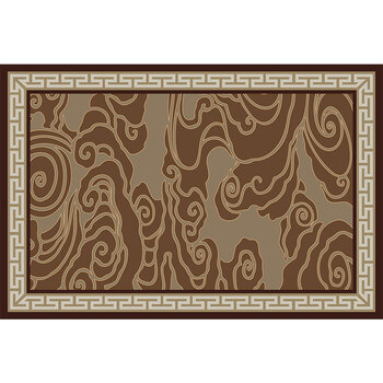 新中式地毯客厅沙发茶几毯现代简约中国风满铺餐厅卧室家用地毯 褐色