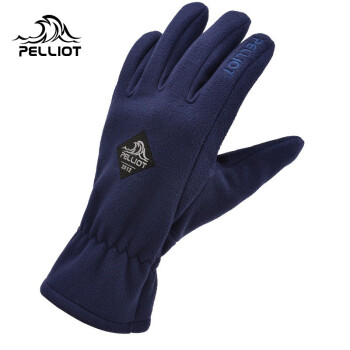 伯希和（Pelliot） 户外保暖手套 男女冬季防风保暖骑行手套 可触屏16743102 藏蓝色 L