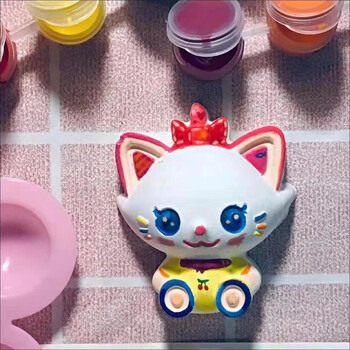 彩绘画画白模涂鸦diy幼儿园填色玩具礼物 10只红太狼(12色颜料 2笔)