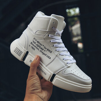 超火的秋季高帮男鞋ulzzang原宿老爹鞋男跑步鞋纽巴伦椰子鞋 aj2纯白